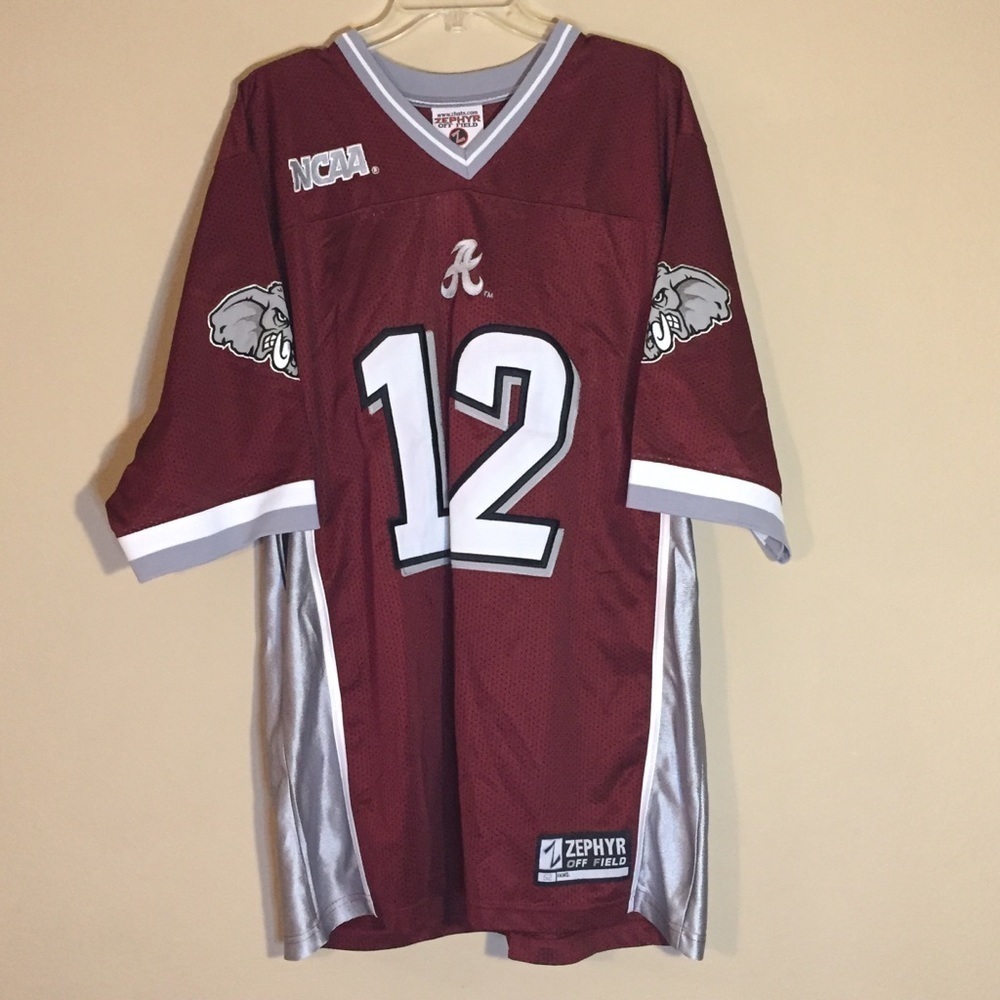 Authentic NCAA Alabama Crimson Tide Bama number 12 Zephyr Apparel size 52